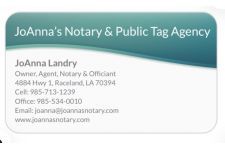 Logo for JoAnna’s Notary & Public Tag Agency, LLC Logo for JoAnna’s Notary & Public Tag Agency, LLC